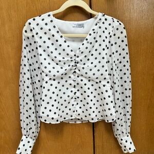 Petite Studio White Polka Dot Blouse
